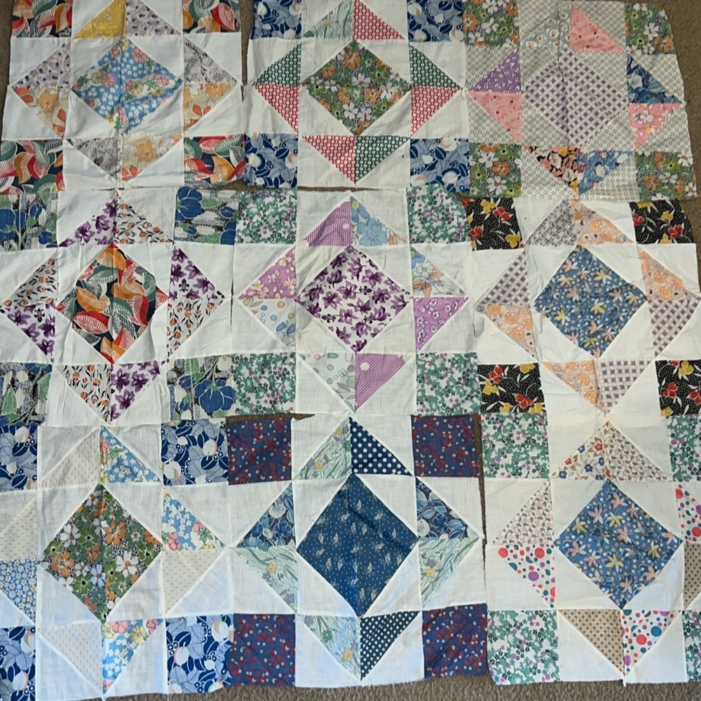 Lot 9 Antique handmade quilt blocks squares 15”